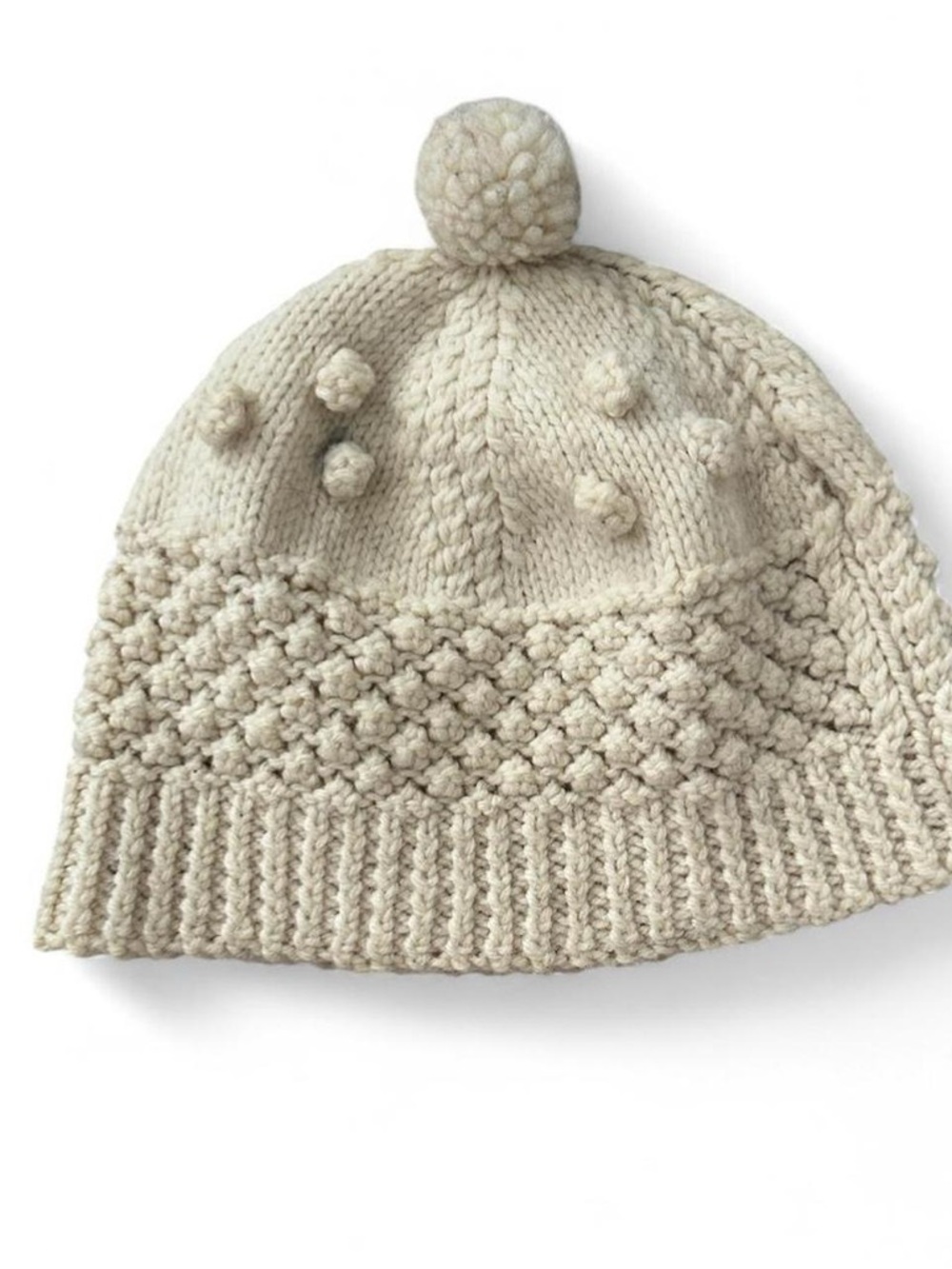 American Vintage Cream Pom-Pom Knit Beanie